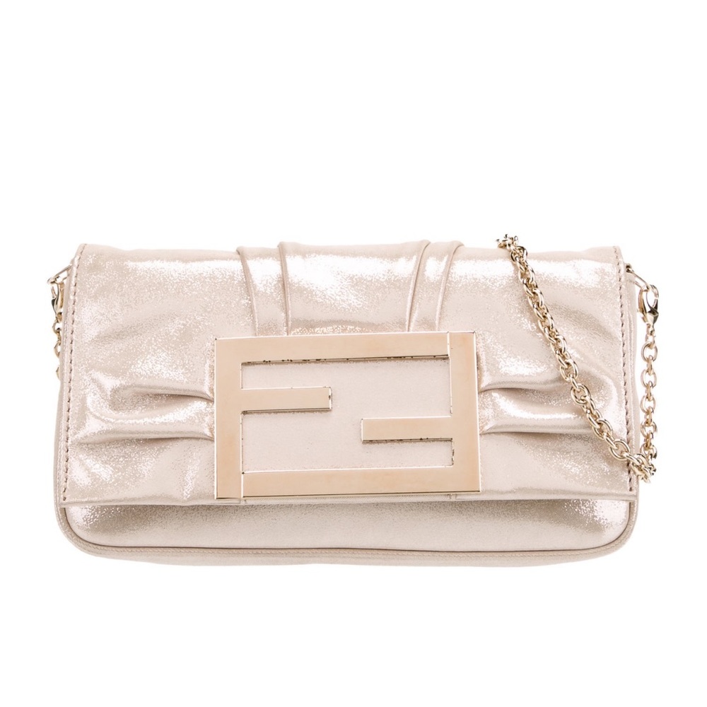 FENDI Mia Pochette metallic leather shoulder evening bag